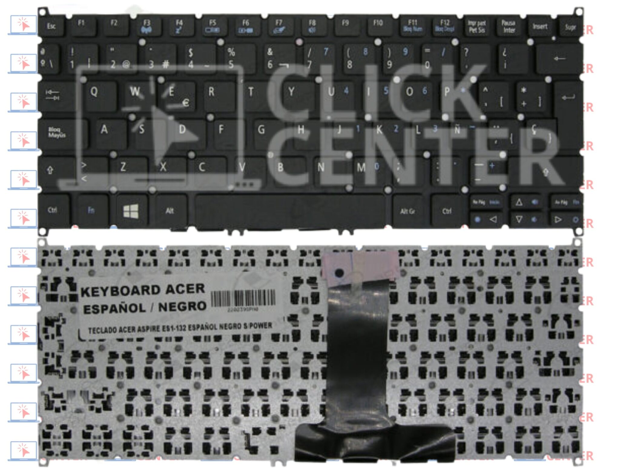 Teclado Acer Aspire Es1 132 EspaÑol Negro Spower Click Center 0861